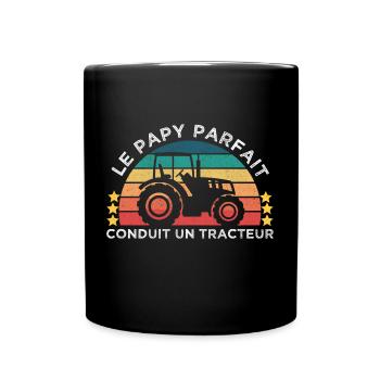Le papy parfait conduit un tracteur cadeau vintage - Mug uni - noir - Devant