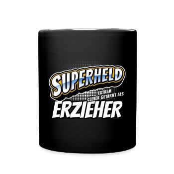 Superheld, clever getarnt als Erzieher - Tasse einfarbig - Schwarz - Vorne