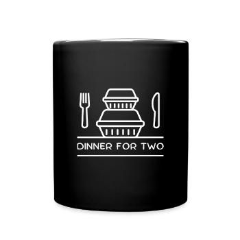 Dîner pour deux – boîtes à emporter, fourchette, couteau. - Mug uni - noir - Devant