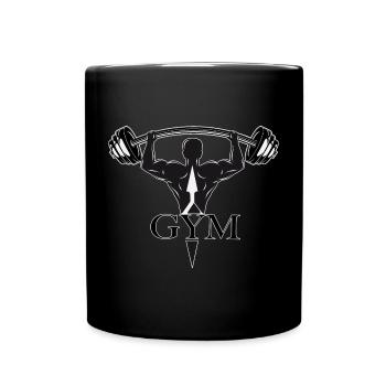 Motif de gymnastique noir et blanc - bodybuilder avec poids - Mug uni - noir - Devant