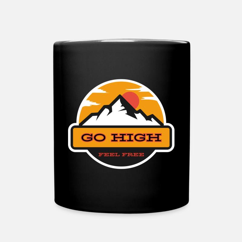 Go High Bergsonne Motiv - Tasse einfarbig - Schwarz