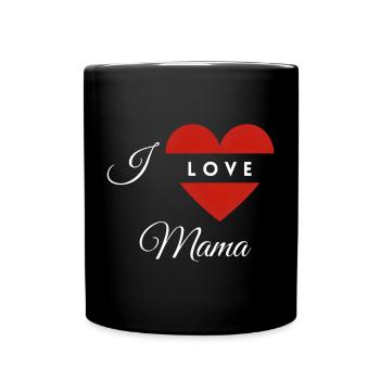 Herzform mit Liebesbotschaft für Mama - Tasse einfarbig - Schwarz - Vorne