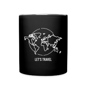Weltkarte Let's Travel Weiß - Tasse einfarbig - Schwarz - Vorne