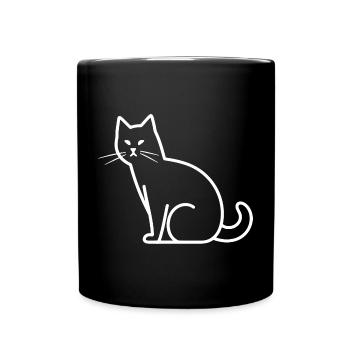 Katze Skizze - Tasse einfarbig - Schwarz - Vorne