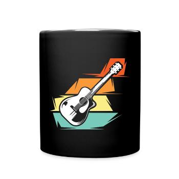 retro guitar musician guitar love icon vintage - Full Colour Mug - black - Front