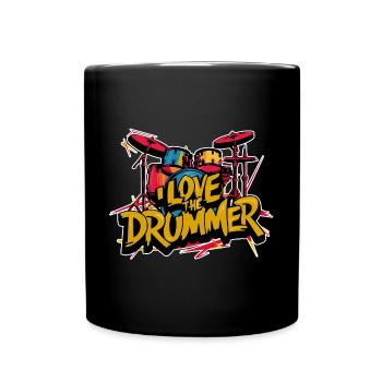 I love the drummer - I love drums - Full Colour Mug - black - Front