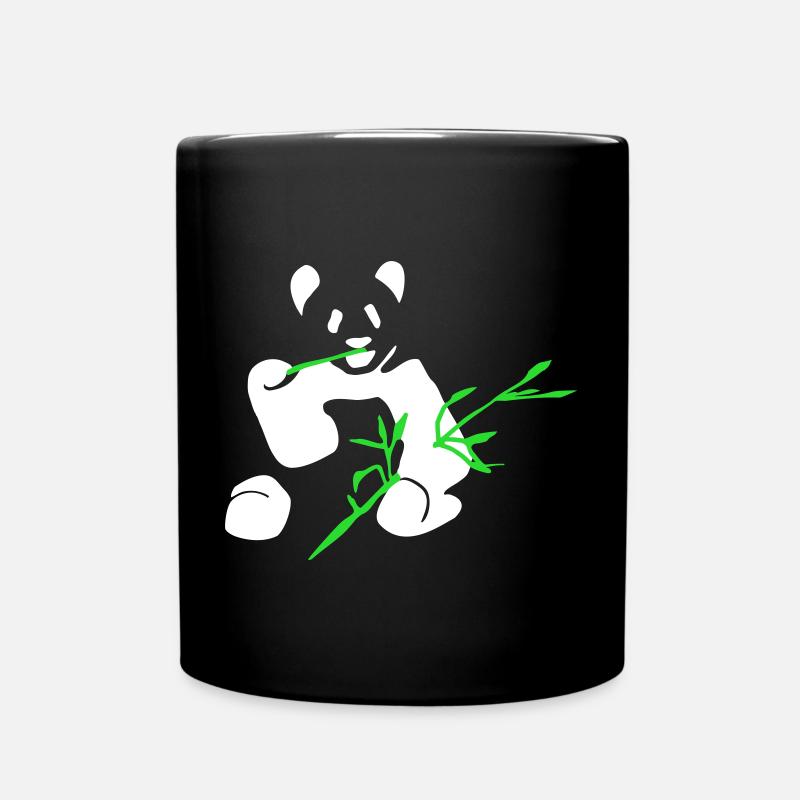 Panda mit Bambus - Tasse einfarbig - Schwarz