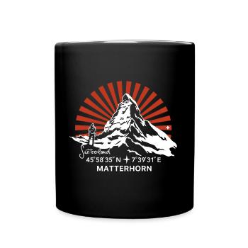 Matterhorn Zermatt Wandern Bergtour Souvenir - Tasse einfarbig - Schwarz - Vorne