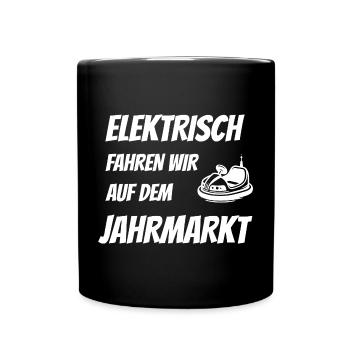 Elektrisch fahren auf dem Jahrmarkt - Anti E-Auto - Tasse einfarbig - Schwarz - Vorne