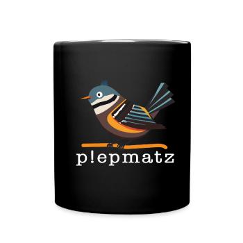 Piepmatz Bunter Spatz - Tasse einfarbig - Schwarz - Vorne