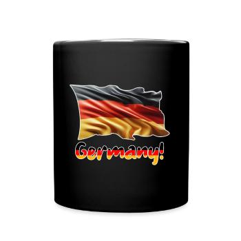 Deutschlandfahne mit Germany-Schriftzug - Tasse einfarbig - Schwarz - Vorne