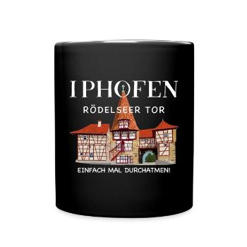 Iphofen Kitzingen, Bavière Dessin de la vieille porte de la ville - Mug uni - noir - Devant