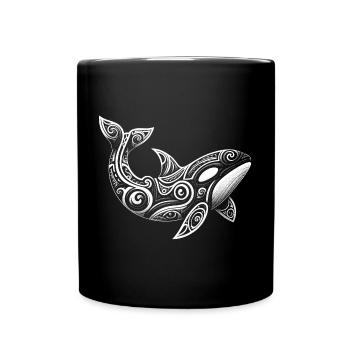 Plongeur orca tribal maori orque - Mug uni - noir - Devant