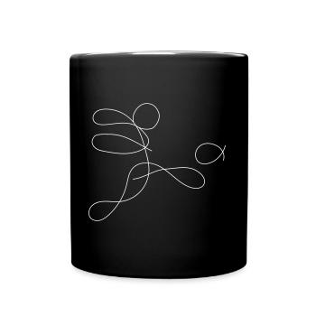 Footballer One-Line Drawing - Full Colour Mug - black - Front