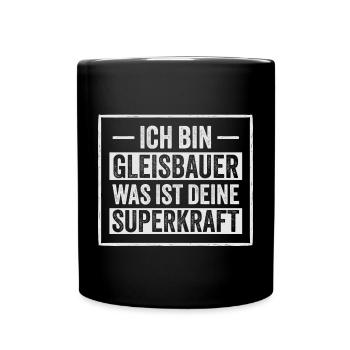 Ich bin Geisbauer Deine Superkraft - Tasse einfarbig - Schwarz - Vorne