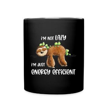 Sloth Saying Lazy Energy Efficient - Full Colour Mug - black - Front