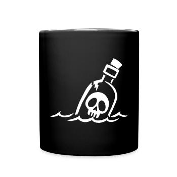 White Skull in a Bottle - Full Colour Mug - black - Front