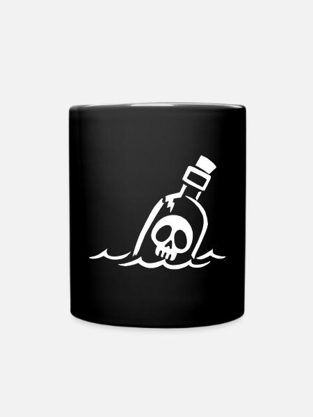 Crâne blanc en bouteille - Mug uni - noir