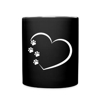 Heart with Paws Gift for Dog Lover - Full Colour Mug - black - Front