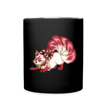 Kitsune Fuchs Fuchsgeist Inari Japan Mythologie - Tasse einfarbig - Schwarz - Vorne