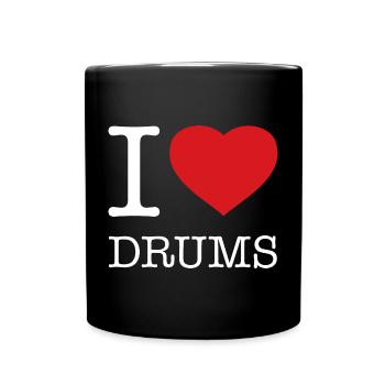 I LOVE DRUMS - Full Colour Mug - black - Front
