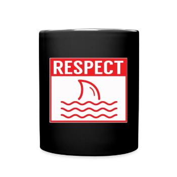 Respekt vor lustigen Haien, Warnschild für Kinder, - Tasse einfarbig - Schwarz - Vorne