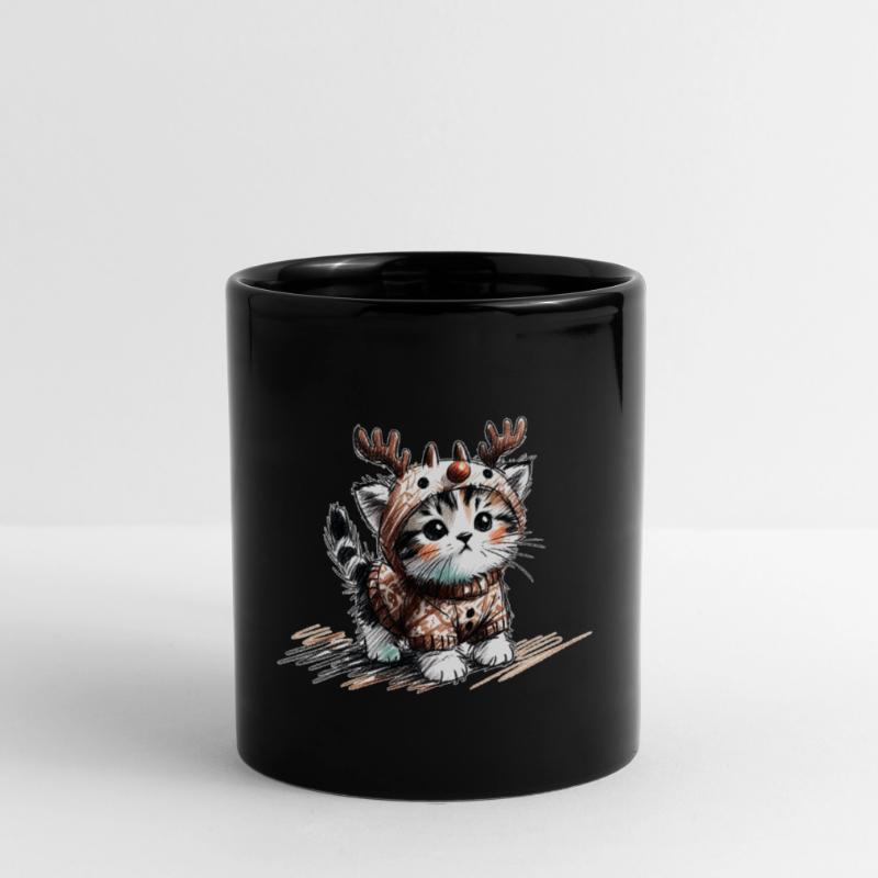 Chat avec des bois de renne et un pull Mug uni