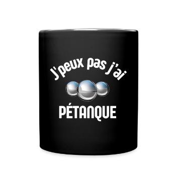 Pétanque, Melone, Petanque-Fan - Tasse einfarbig - Schwarz - Vorne