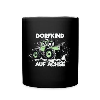 Dorfkind auf Achse MB trac - Tasse einfarbig - Schwarz - Vorne