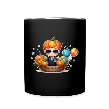 Citrouille garçon avec lunettes de soleil Halloween - Mug uni - noir - Devant