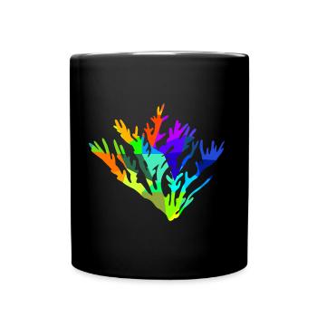 Coral Ocean Rainbow Animals Polygon - Full Colour Mug - black - Front