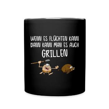 Jäger grillen bbq Griller Grillmeister Sprüche - Tasse einfarbig - Schwarz - Vorne