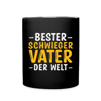 Schwiegerpapa Bester Schwiegervater - Tasse einfarbig - Schwarz - Vorne