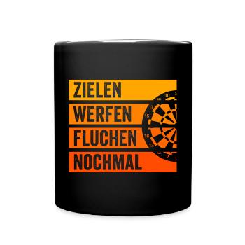 Darts Spruch Dart Spieler - Tasse einfarbig - Schwarz - Vorne