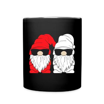 Doppel Santa Gnome Sonnenbrille - Tasse einfarbig - Schwarz - Vorne