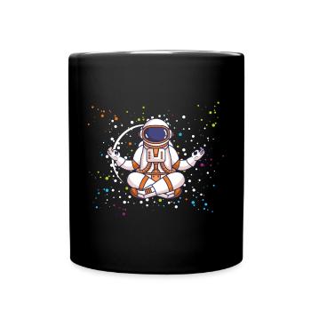 Yoga astronaut meditating in the starry sky - Full Colour Mug - black - Front