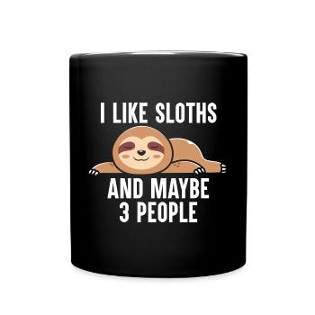 Sloth Lazy Nap Tired Slowly Sleepy Sloths - Full Colour Mug - black - Front