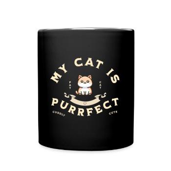 « My Cat is Purrfect » avec un chat mignon - Mug uni - noir - Devant