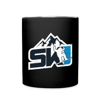 Mountain Snowboarder Ski Logo Design - Tasse einfarbig - Schwarz - Vorne