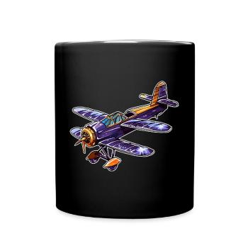 Propeller Plane Comic Look - Full Colour Mug - black - Front