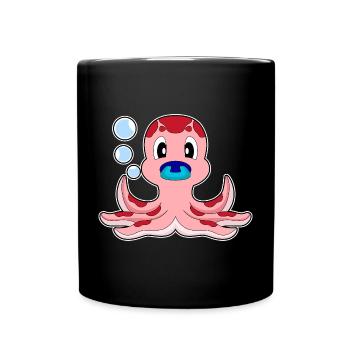 Octopus Baby Pacifier - Full Colour Mug - black - Front