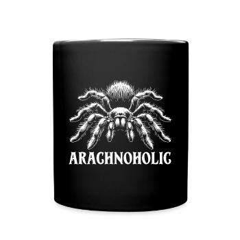 Arachnoholic big hairy tarantula silhouette - Full Colour Mug - black - Front