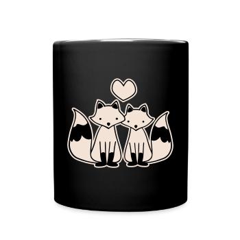 Renards amoureux - Mug uni - noir - Devant