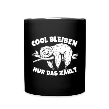 Süßes schläfriges Faultier immer mit der Ruhe - Tasse einfarbig - Schwarz - Vorne