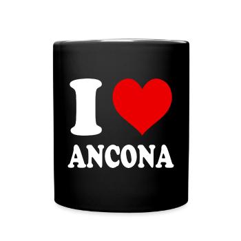 Ich liebe Ancona Italien Lustiges Witziges Herz - Tasse einfarbig - Schwarz - Vorne