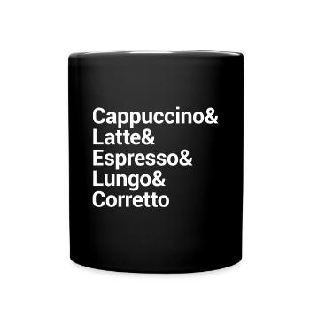 Kaffee-Stil Typografie Design - Tasse einfarbig - Schwarz - Vorne