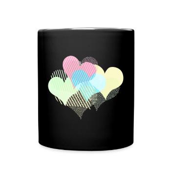 De nombreux cœurs colorés avec des rayures à pois - Mug uni - noir - Devant