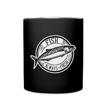 Vintage Fish Plaque – Nautical Angler Design - Full Colour Mug - black - Front