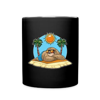 Sloth Beach Palm Trees Summer - Full Colour Mug - black - Front