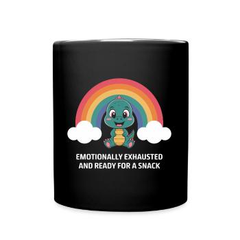 Emotional exhaustion and snacks - Full Colour Mug - black - Front
